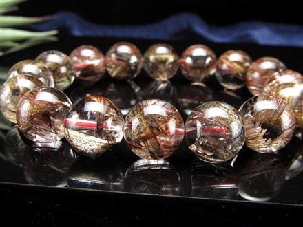 レッドブラウン ルチルクォーツ ブレスレット ルチレイテッドクォーツ キャッツアイ効果