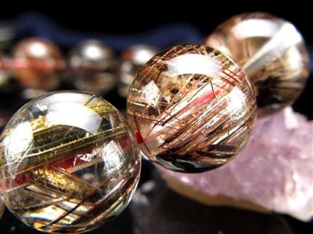 レッドブラウン ルチルクォーツ ブレスレット ルチレイテッドクォーツ キャッツアイ効果