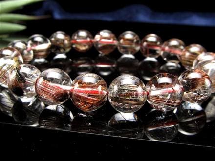 レッドブラウン ルチルクォーツ ブレスレット ルチレイテッドクォーツ キャッツアイ効果