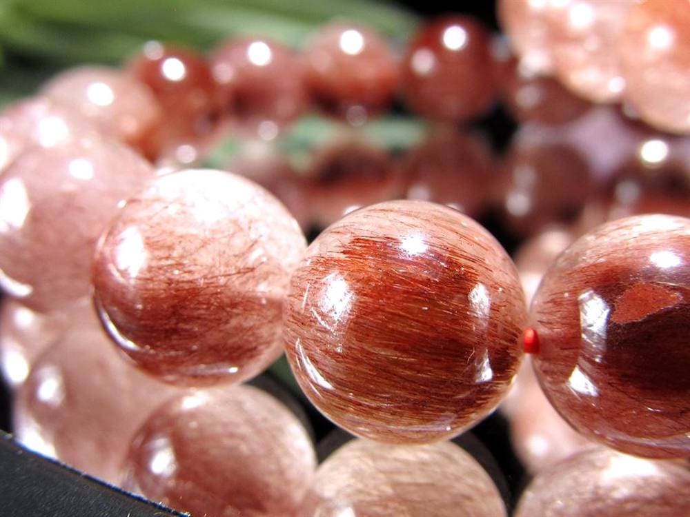 レッドルチルクォーツ ブレスレット レッドブラウンルチル ルチルレイテッドクォーツ 赤針水晶