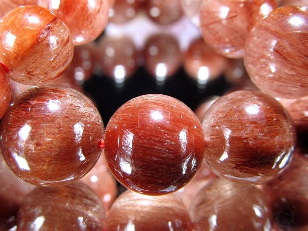 レッドルチルクォーツ ブレスレット レッドブラウンルチル ルチルレイテッドクォーツ 赤針水晶