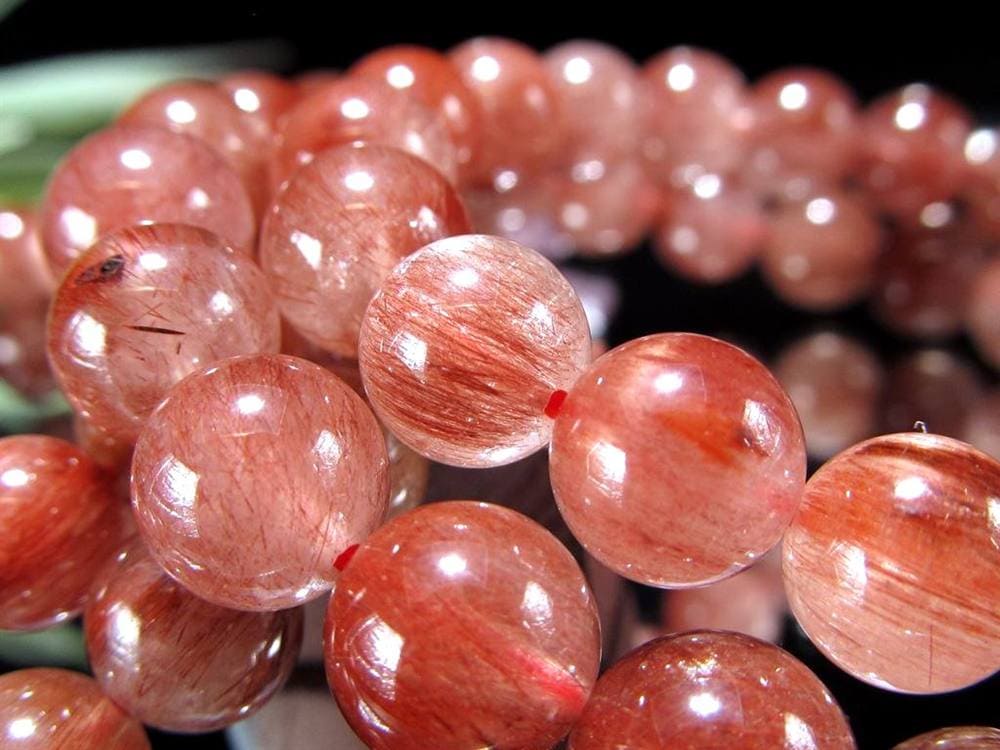 レッドルチルクォーツ ブレスレット レッドブラウンルチル ルチルレイテッドクォーツ 赤針水晶