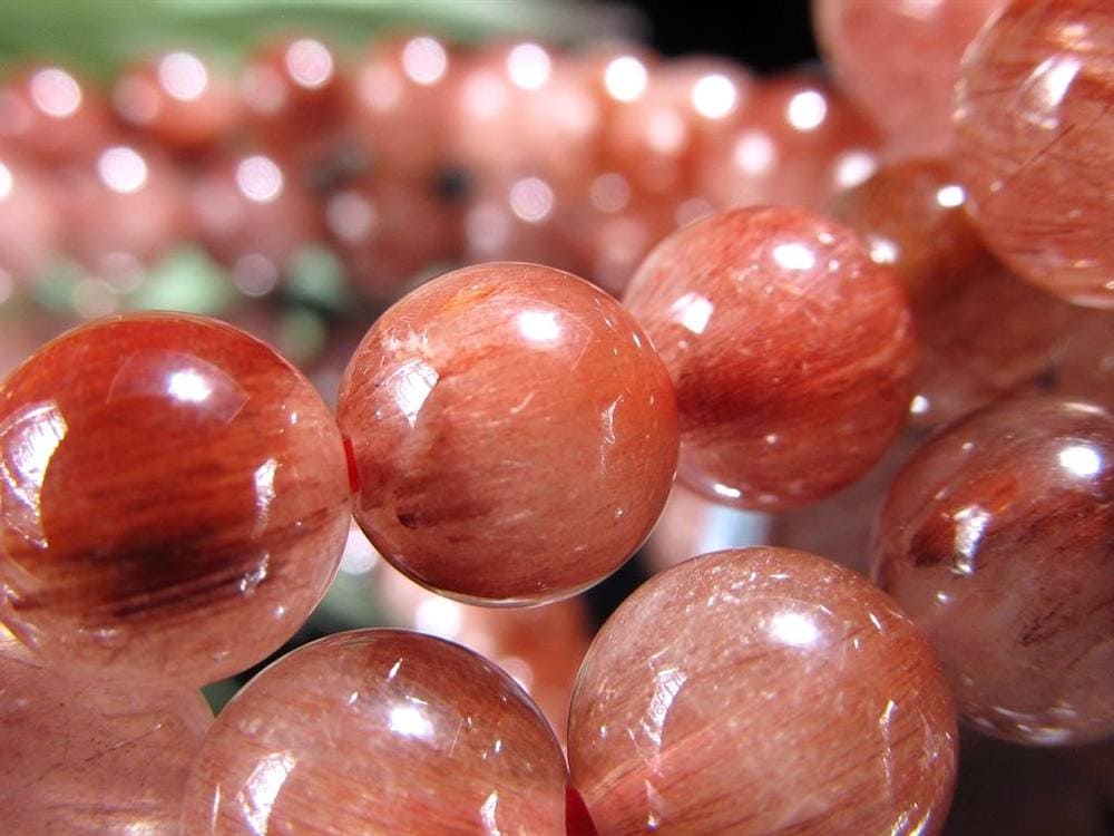 レッドルチルクォーツ ブレスレット レッドブラウンルチル ルチルレイテッドクォーツ 赤針水晶