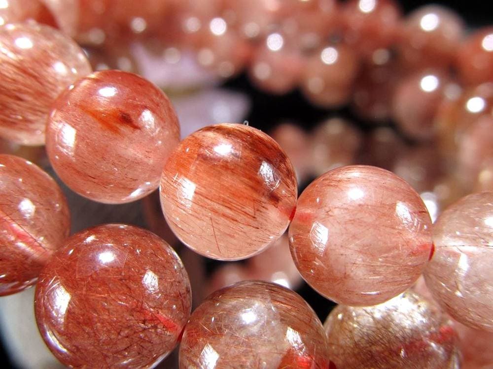 レッドルチルクォーツ ブレスレット レッドブラウンルチル ルチルレイテッドクォーツ 赤針水晶