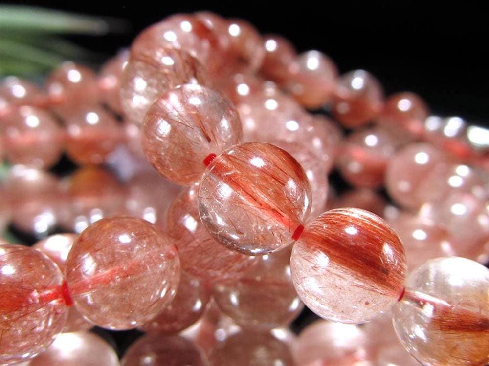 レッドルチルクォーツ ブレスレット レッドブラウンルチル ルチルレイテッドクォーツ 赤針水晶