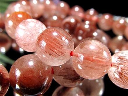 レッドルチルクォーツ ブレスレット レッドブラウンルチル ルチルレイテッドクォーツ 赤針水晶