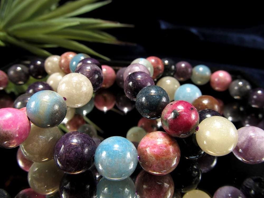 レピドライト トロレアイト ロードナイト カルセドニー ブレスレット MIXストーン