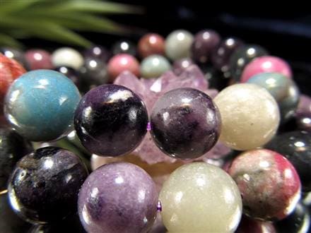 レピドライト トロレアイト ロードナイト カルセドニー ブレスレット MIXストーン