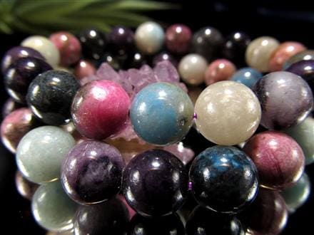 レピドライト トロレアイト ロードナイト カルセドニー ブレスレット MIXストーン