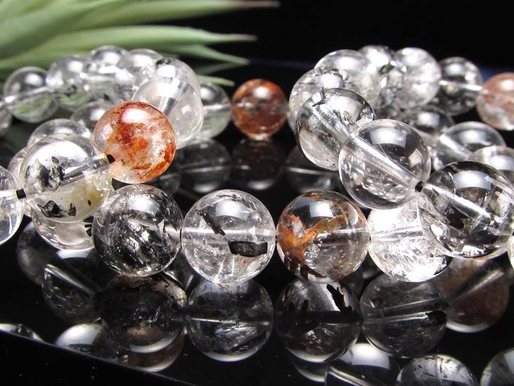 エレスチャルクォーツ 骸骨水晶 ブレスレット ヒマラヤ産 ブラックエレスチャル