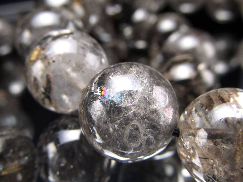 エレスチャルクォーツ 骸骨水晶 ブレスレット 水晶の最終形態 グラファイト