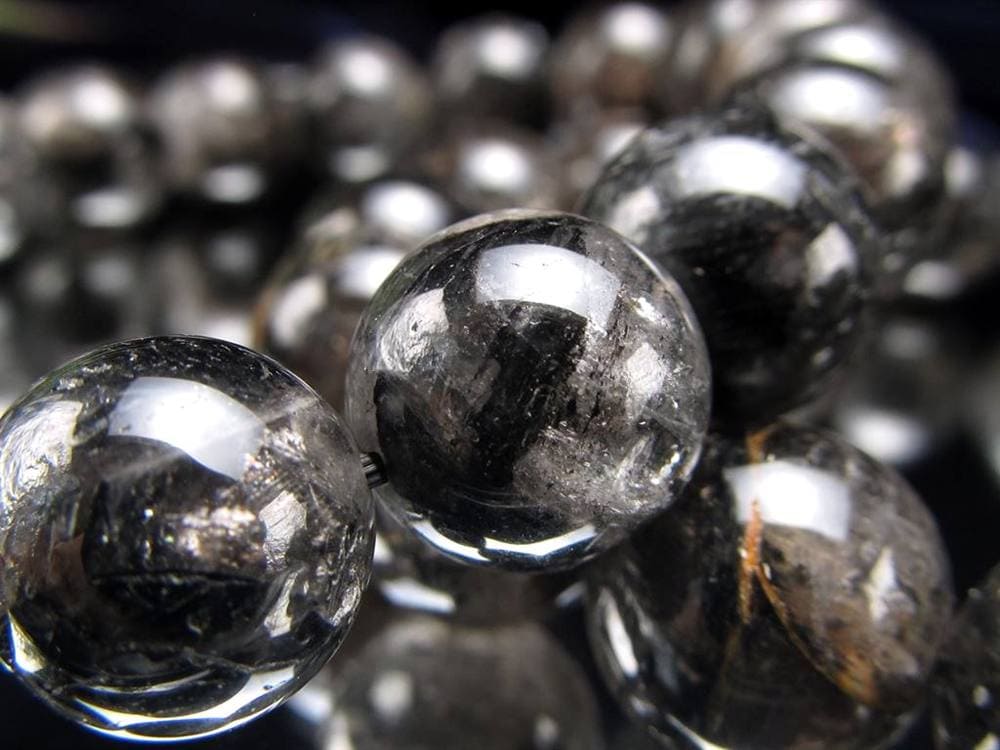 エレスチャルクォーツ 骸骨水晶 ブレスレット 水晶の最終形態 グラファイト