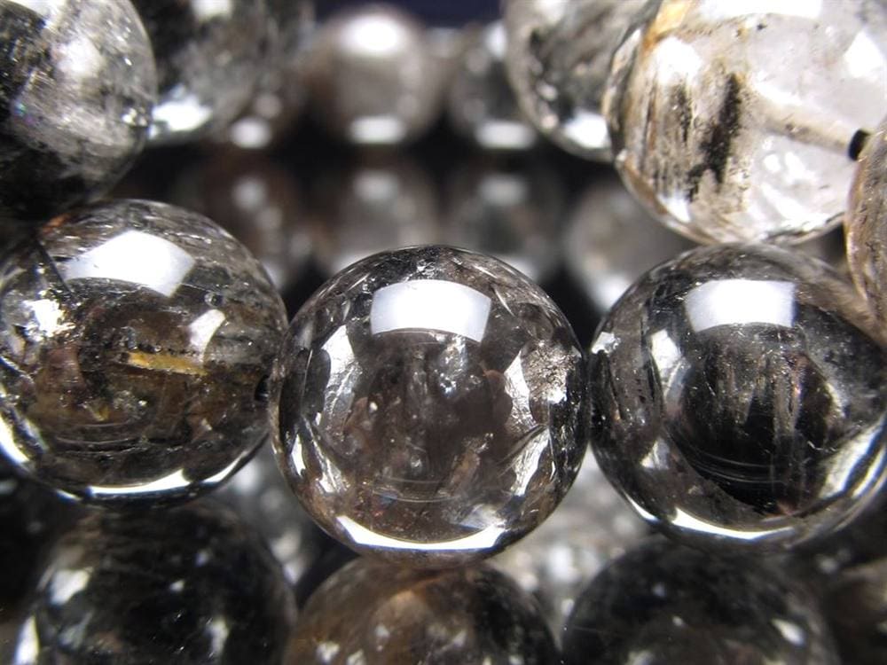 エレスチャルクォーツ 骸骨水晶 ブレスレット 水晶の最終形態 グラファイト