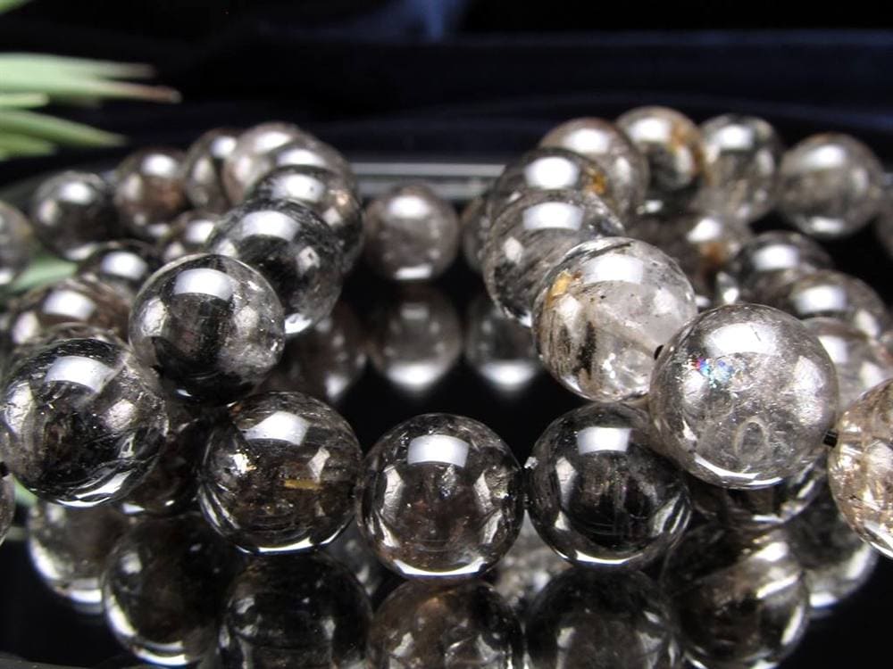 エレスチャルクォーツ 骸骨水晶 ブレスレット 水晶の最終形態 グラファイト