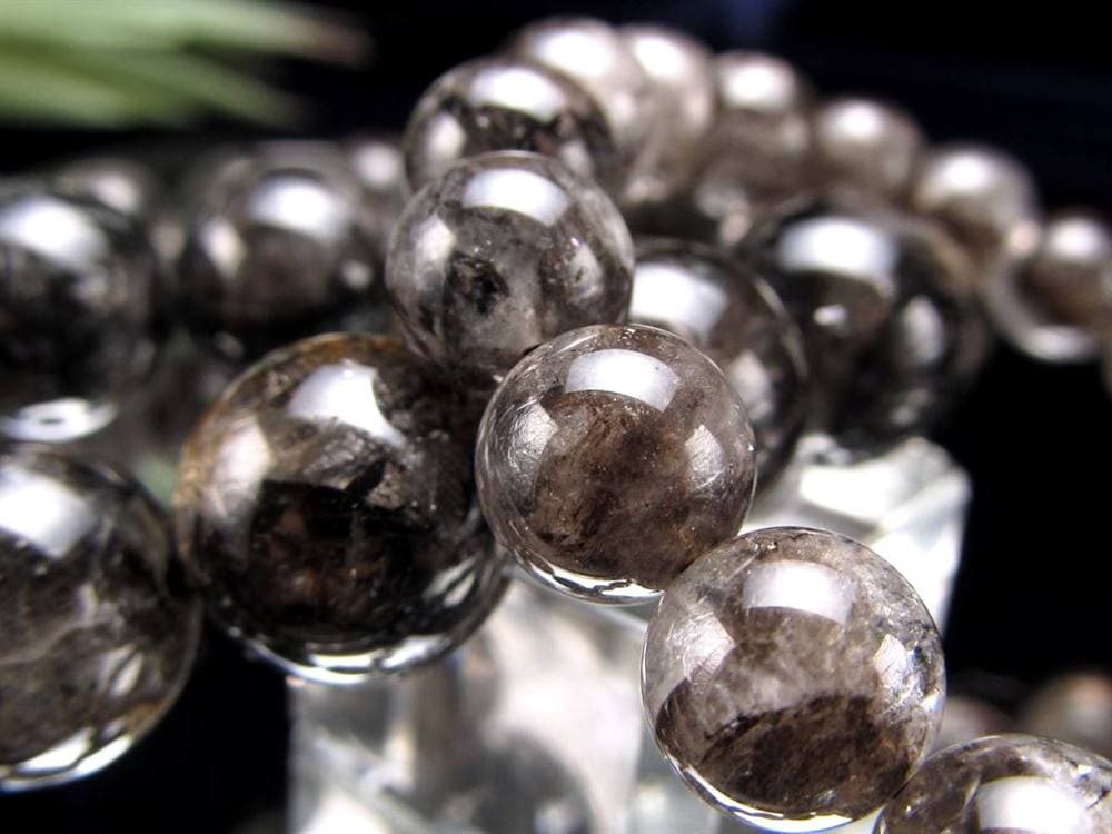 エレスチャルクォーツ 骸骨水晶 ブレスレット 水晶の最終形態 グラファイト