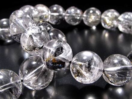 エレスチャルクォーツ 骸骨水晶 ブレスレット グラファイト パワーストーン