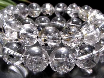 エレスチャルクォーツ 骸骨水晶 ブレスレット グラファイト パワーストーン