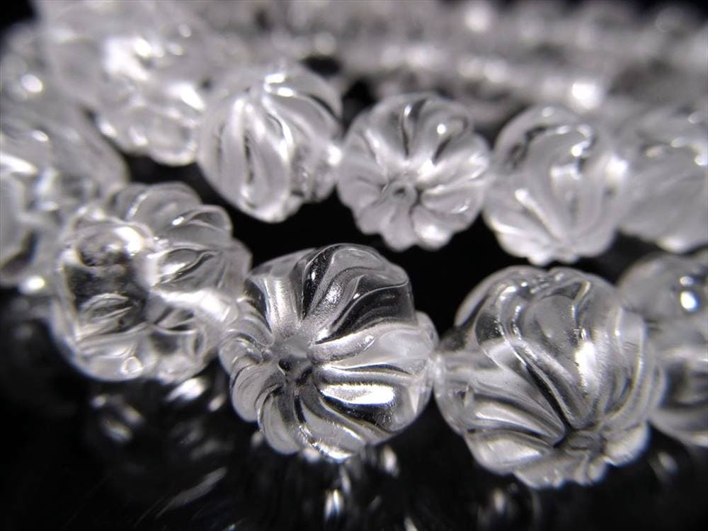 水晶 クリスタル ブレスレット クオーツ きつね彫刻