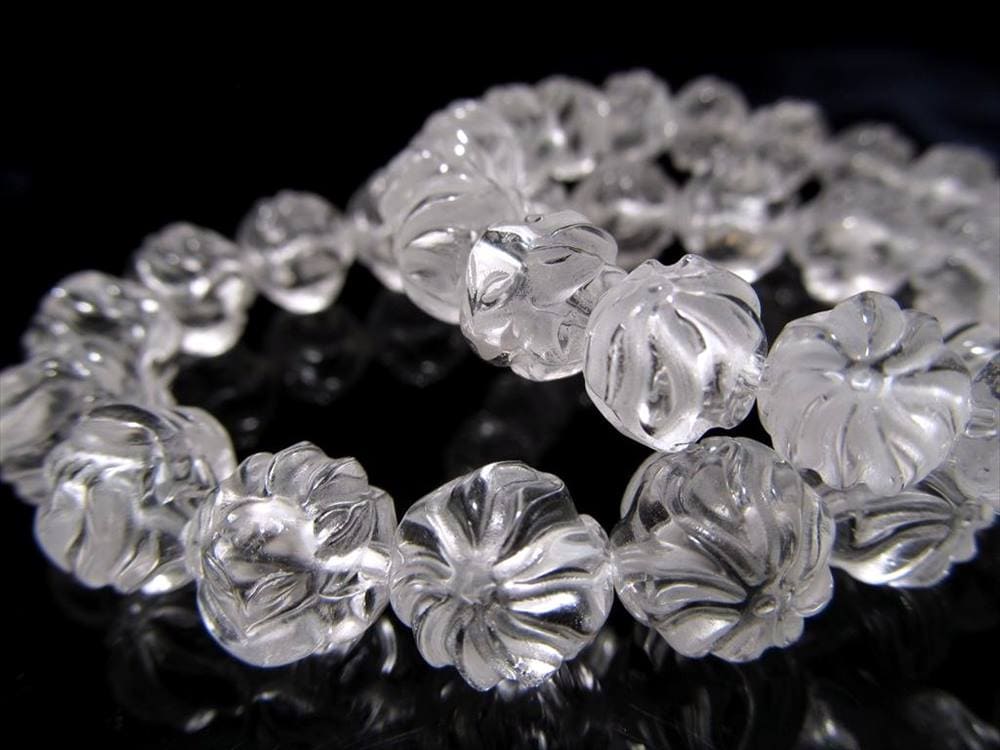 水晶 クリスタル ブレスレット クオーツ きつね彫刻