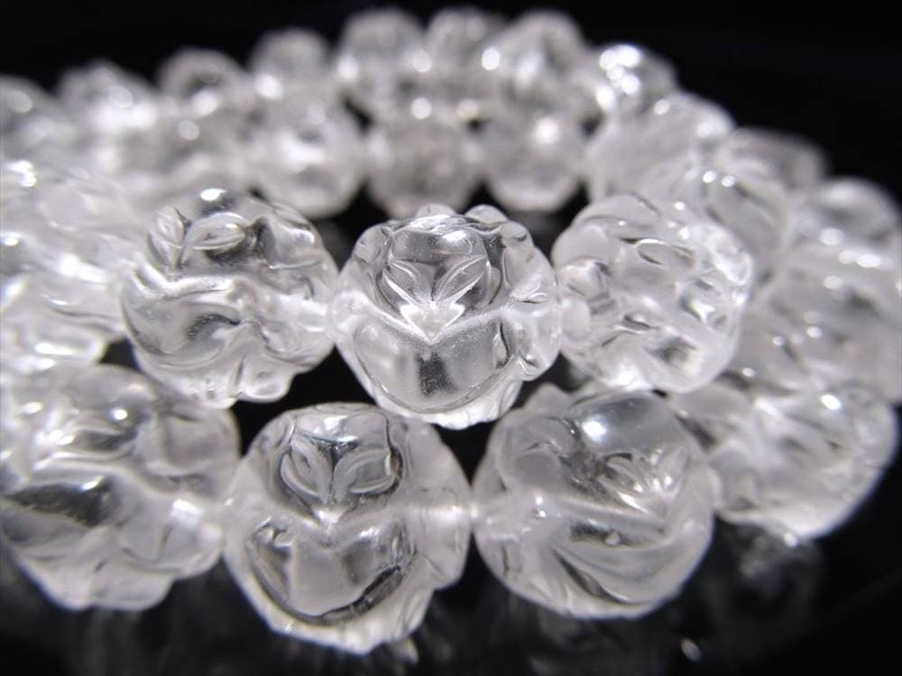 水晶 クリスタル ブレスレット クオーツ きつね彫刻