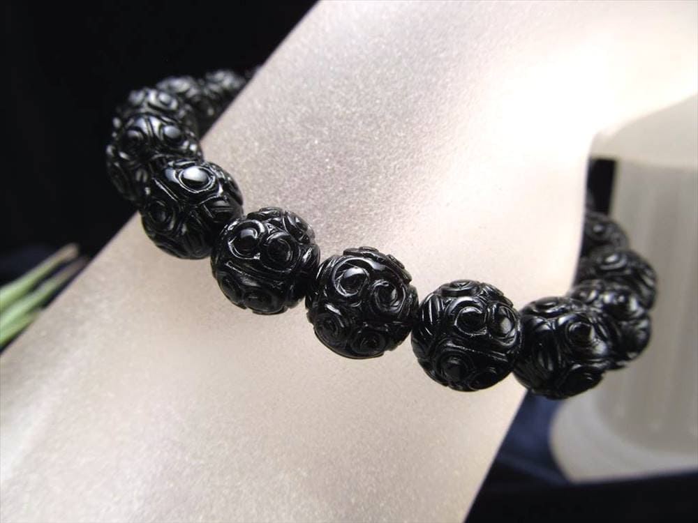 黒水晶 モリオン ブレスレット マニコロ 摩尼車