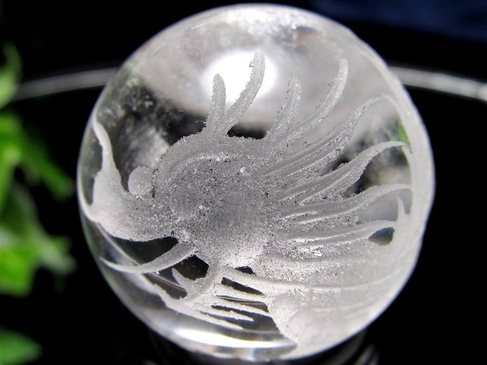 五本爪 龍彫り 水晶 丸玉 開運大吉