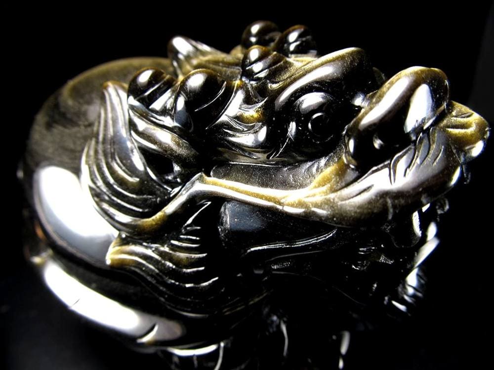 オブシディアン 龍亀 ロングイ ゴールデンシャインオブシディアン 瑞獣