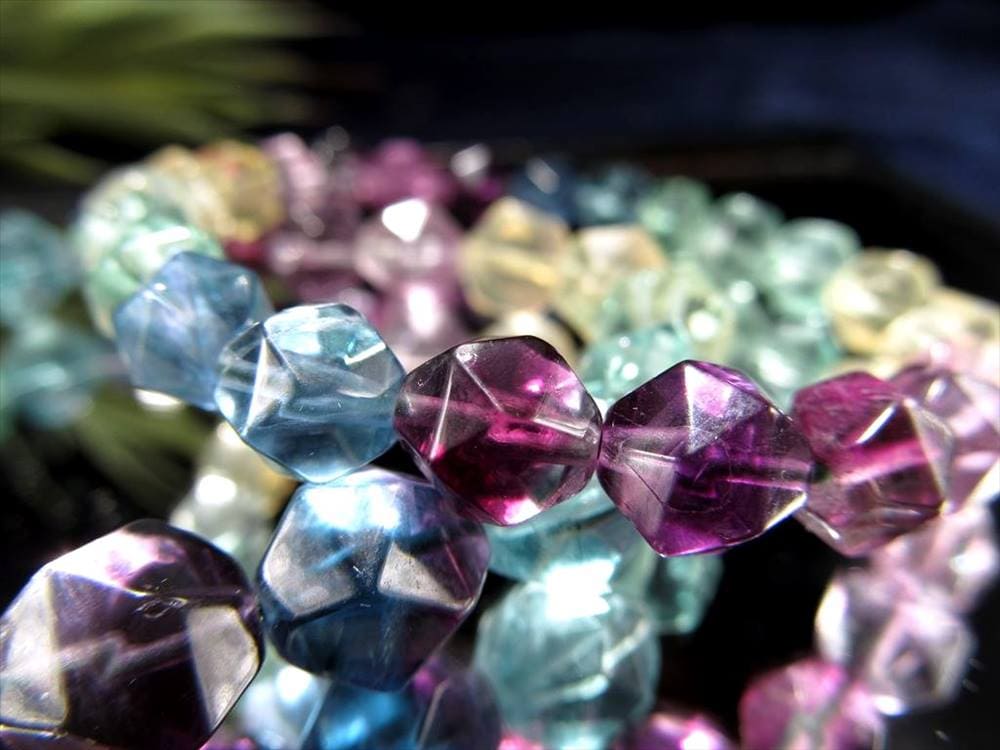 フローライト 蛍石 20面カット ブレスレット キラキラカット