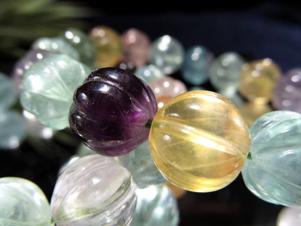 フローライト 蛍石 パンプキン ブレスレット デザインカット