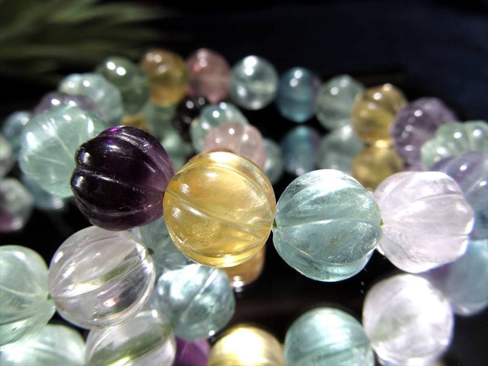 フローライト 蛍石 パンプキン ブレスレット デザインカット