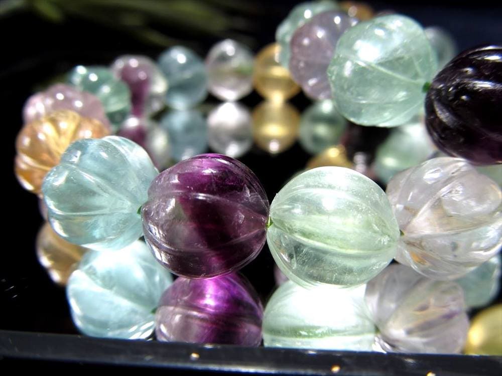 フローライト 蛍石 パンプキン ブレスレット デザインカット