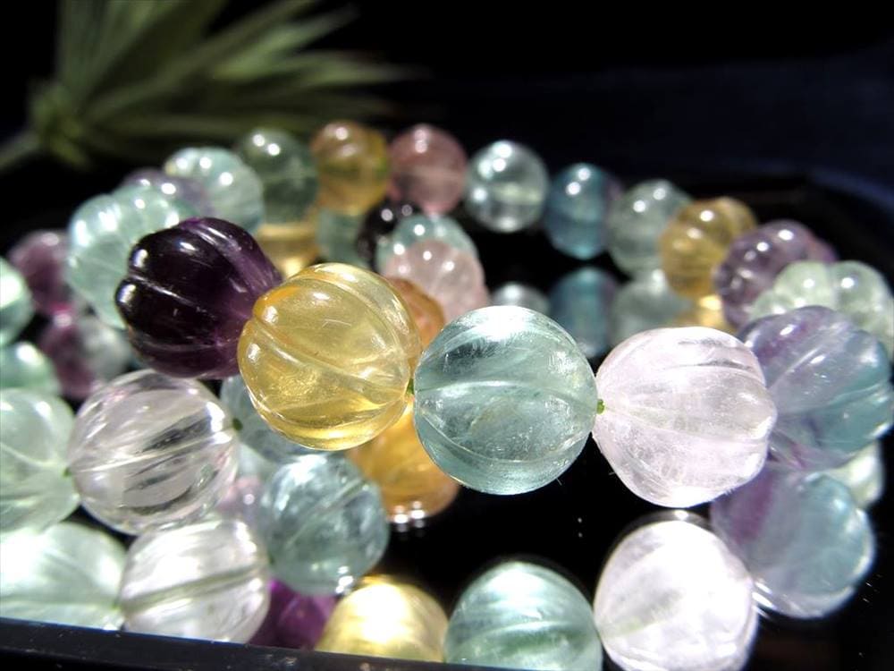 フローライト 蛍石 パンプキン ブレスレット デザインカット