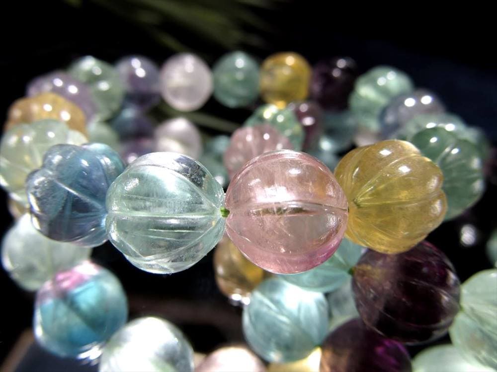 フローライト 蛍石 パンプキン ブレスレット デザインカット