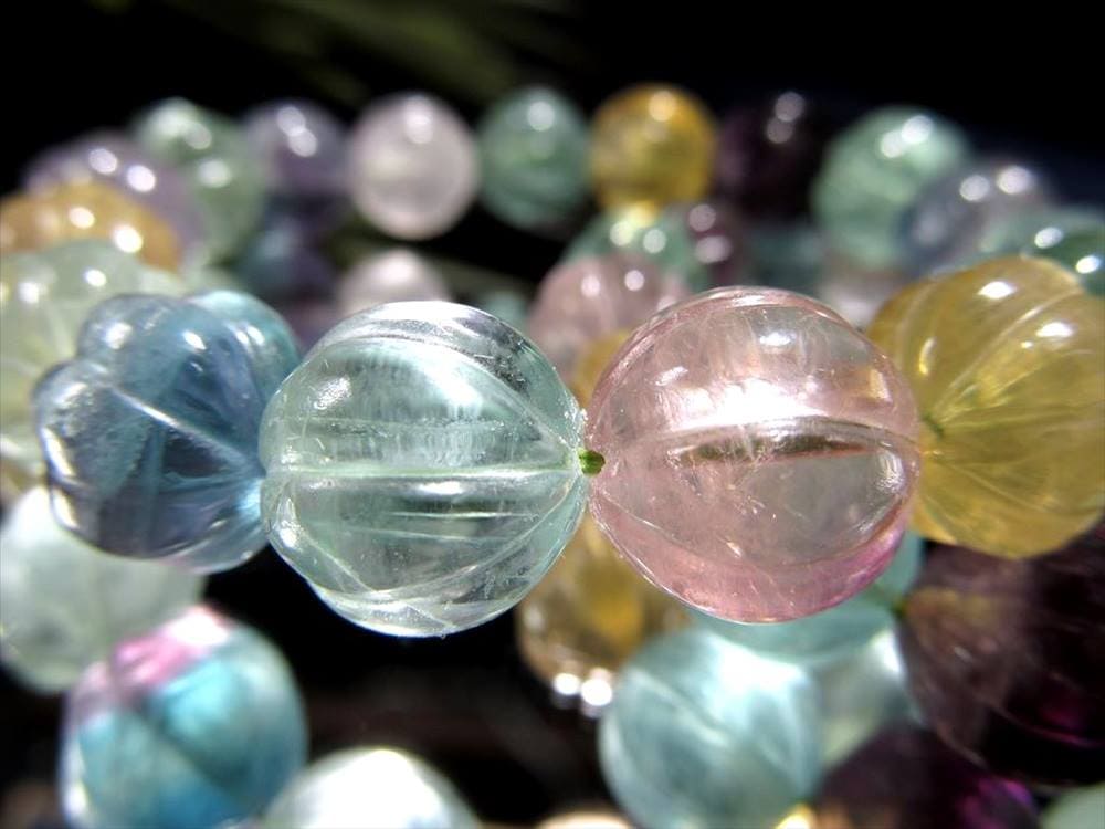 フローライト 蛍石 パンプキン ブレスレット デザインカット