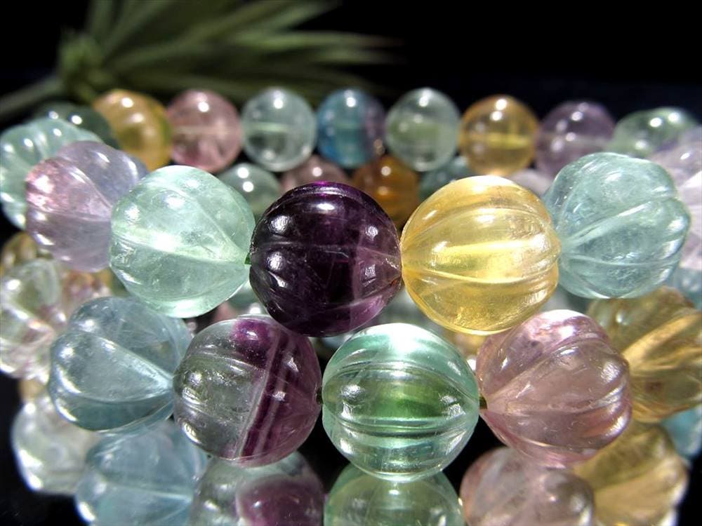 フローライト 蛍石 パンプキン ブレスレット デザインカット