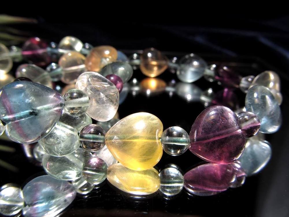 フローライト ブレスレット マルチカラーフローライト ハート 蛍石