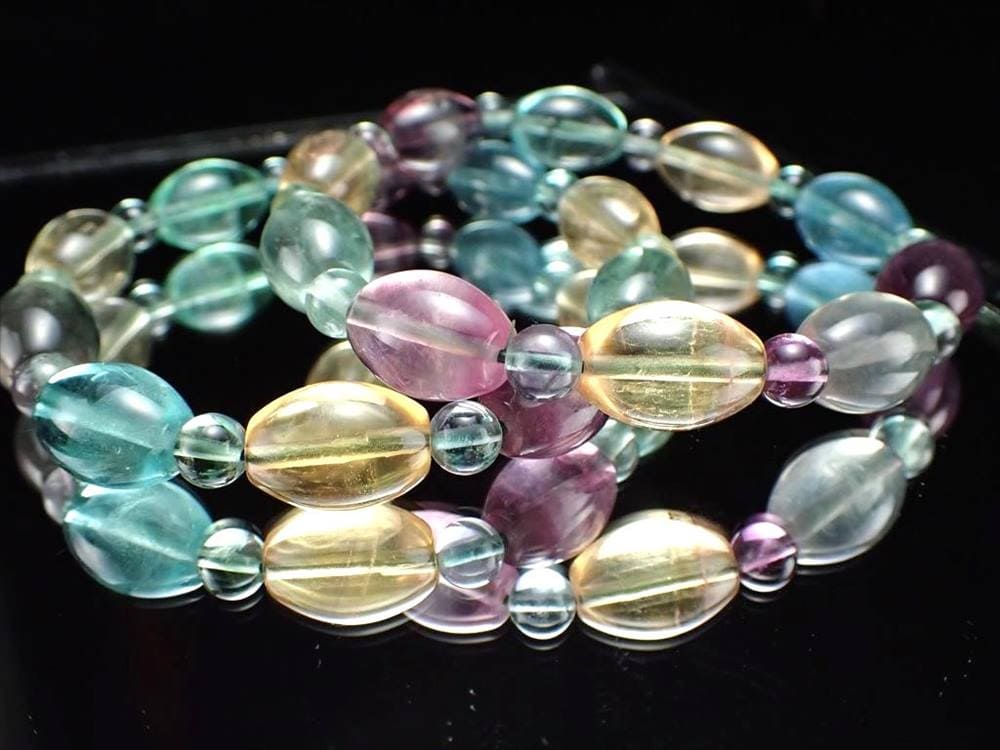 フローライト 蛍石 天珠 ブレスレット ライスカット