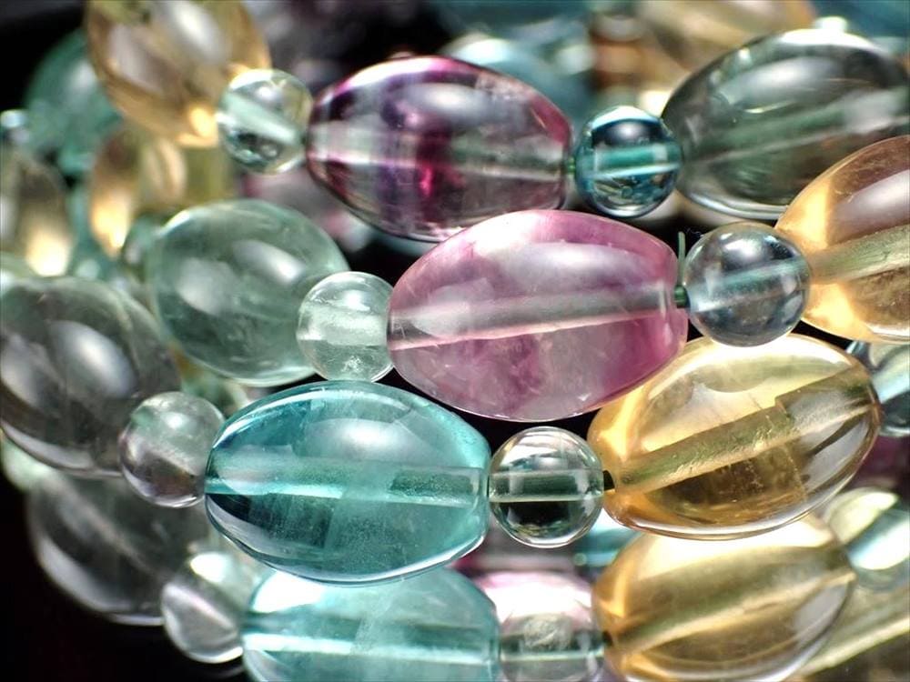 フローライト 蛍石 天珠 ブレスレット ライスカット