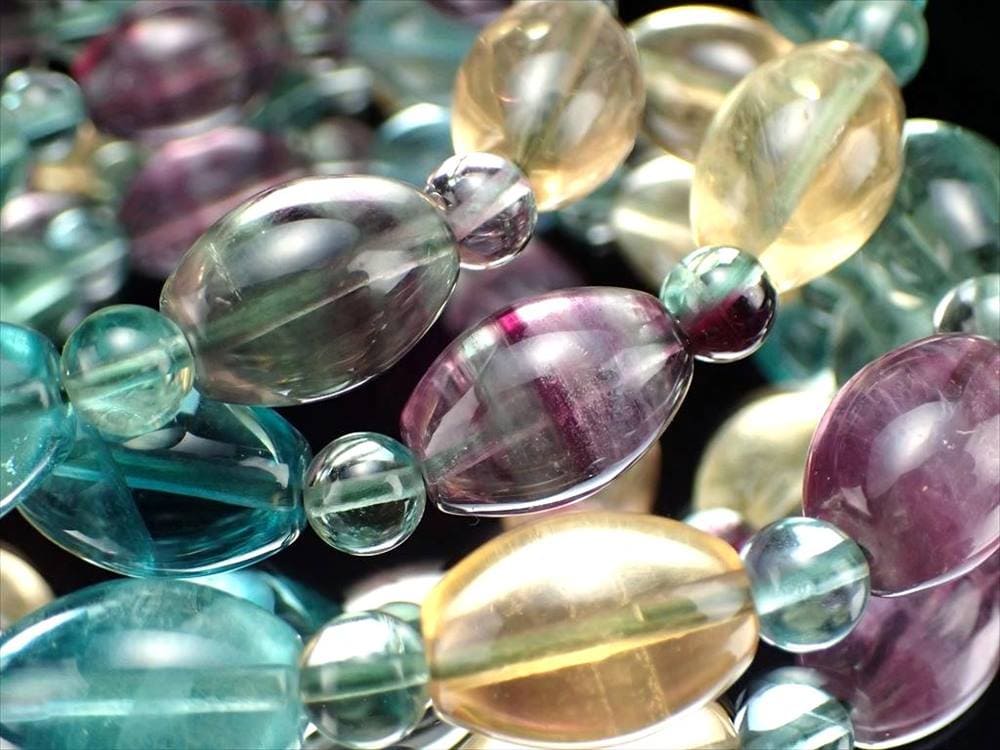 フローライト 蛍石 天珠 ブレスレット ライスカット