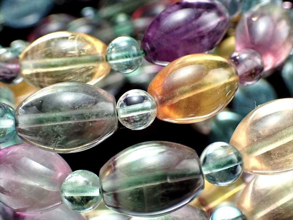 フローライト 蛍石 天珠 ブレスレット ライスカット