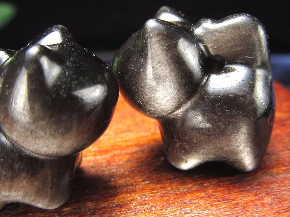 オブシディアン シルバーオブシディアン ビーズ石 1粒売り バラ珠