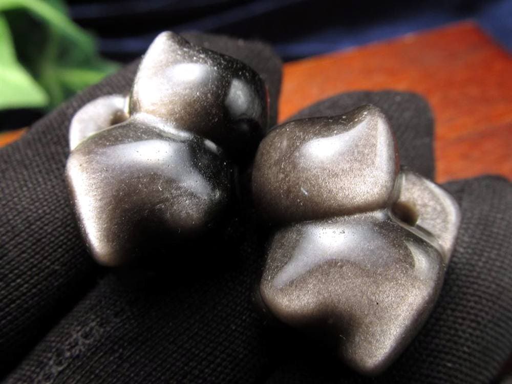 オブシディアン シルバーオブシディアン ビーズ石 1粒売り バラ珠