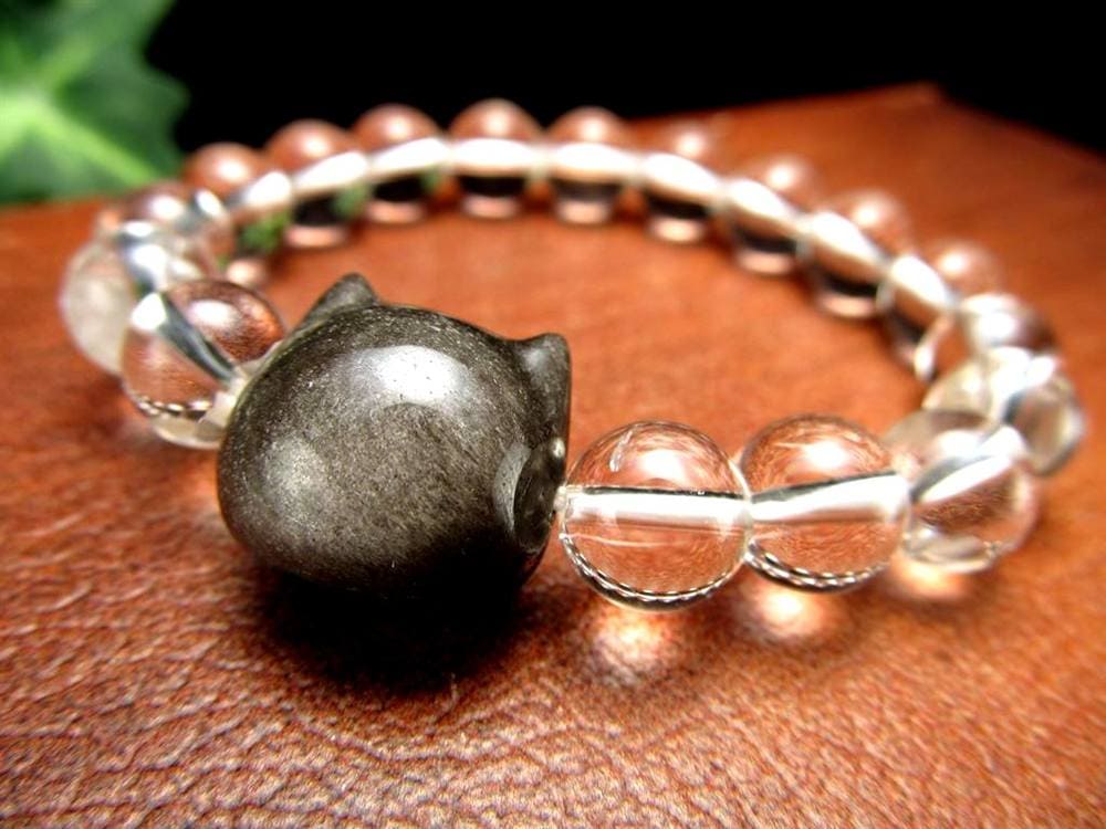 オブシディアン シルバーオブシディアン ビーズ石 1粒売り バラ珠