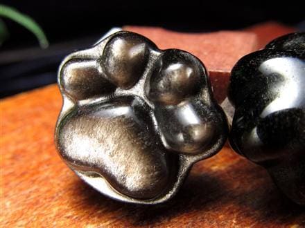 オブシディアン シルバーオブシディアン ビーズ石 1粒売り バラ珠