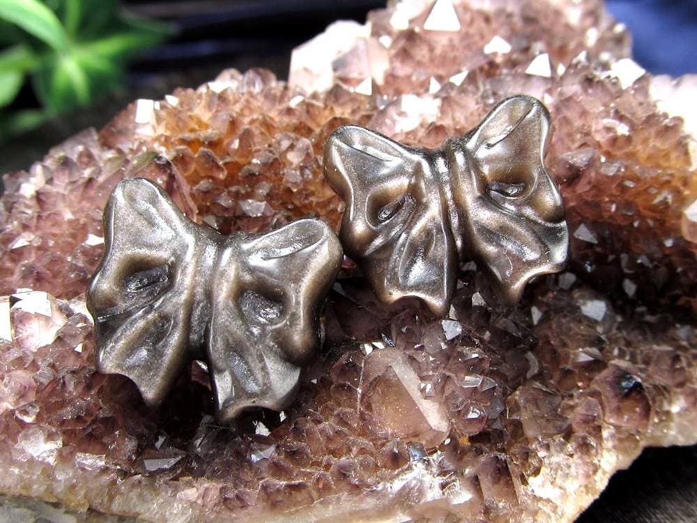 オブシディアン シルバーオブシディアン ビーズ石 1粒売り バラ珠