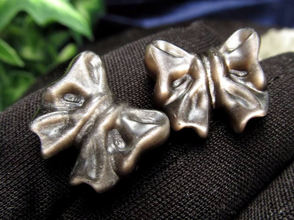 オブシディアン シルバーオブシディアン ビーズ石 1粒売り バラ珠