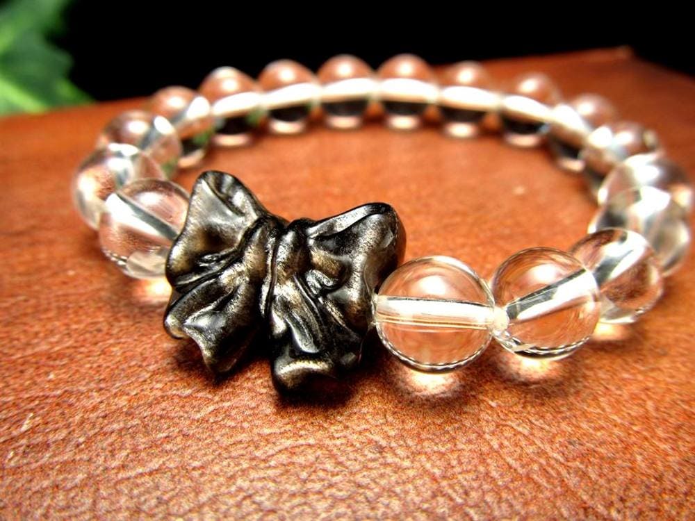 オブシディアン シルバーオブシディアン ビーズ石 1粒売り バラ珠