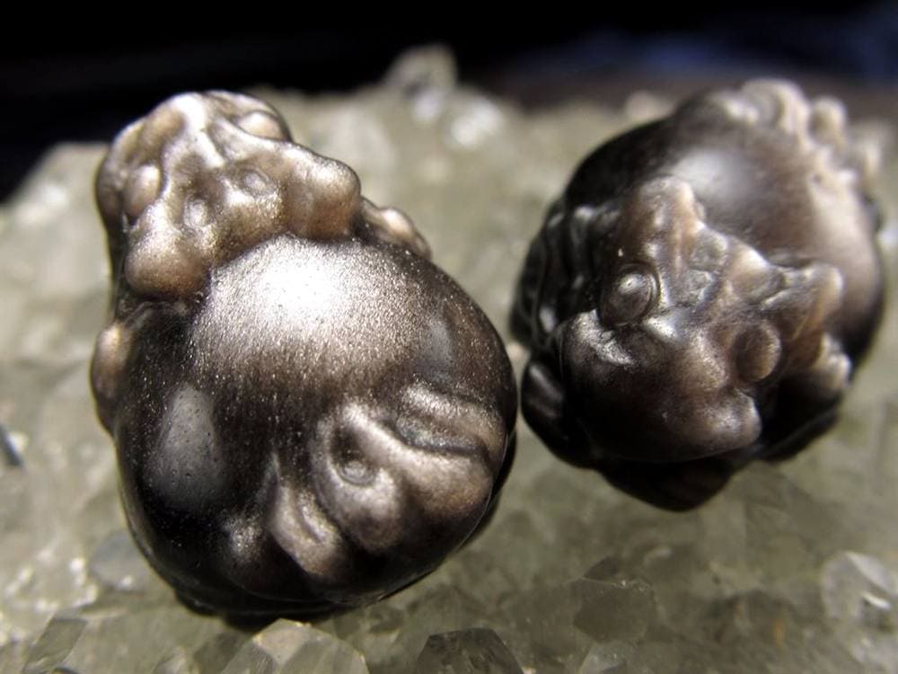 オブシディアン シルバーオブシディアン ビーズ石 1粒売り バラ珠