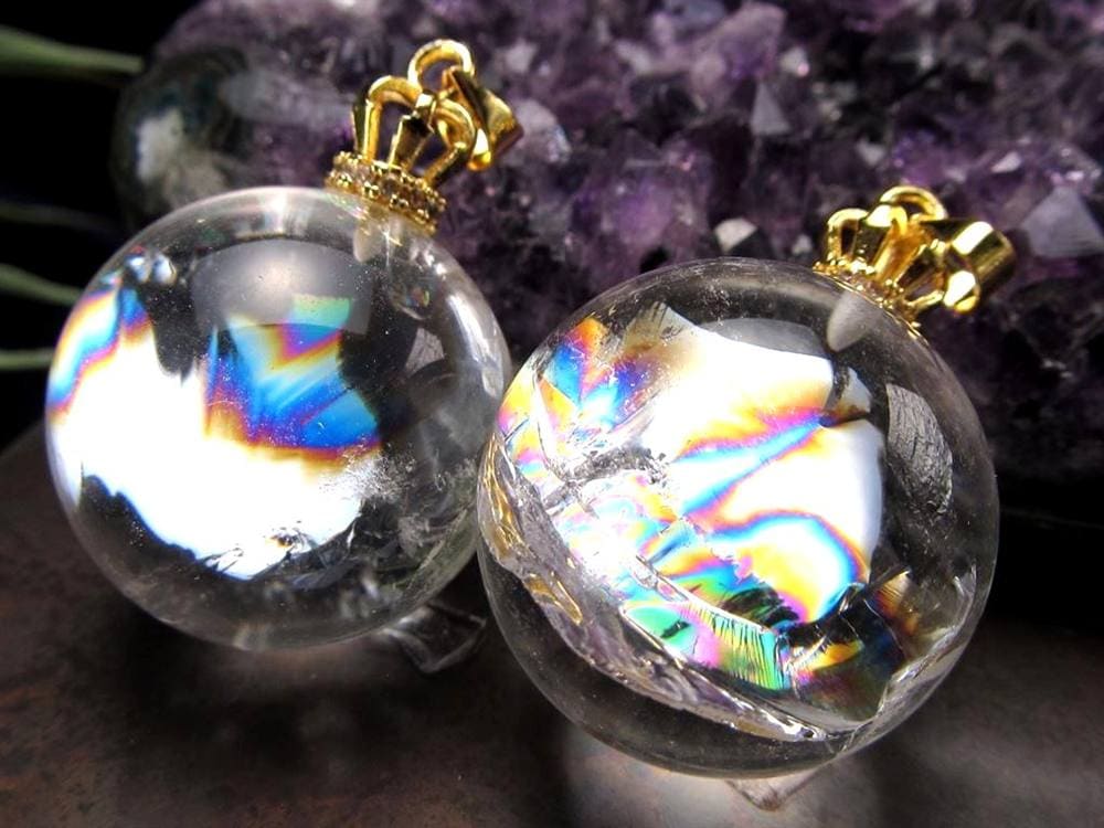 水晶 アイリスクォーツ ペンダント アクセサリー 虹入り
