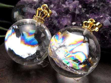 水晶 アイリスクォーツ ペンダント アクセサリー 虹入り